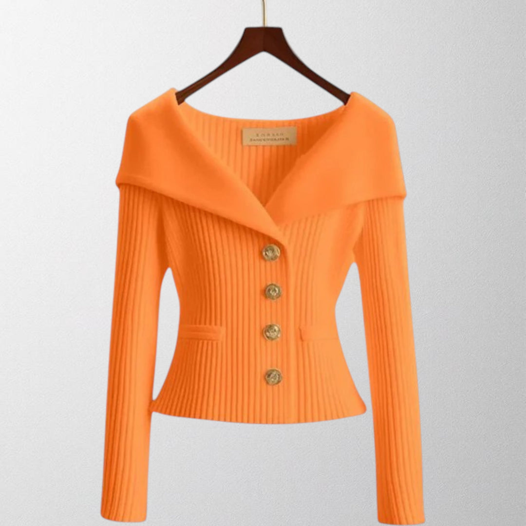 Serena | Elegant Ribbed Cardigan with Golden Buttons