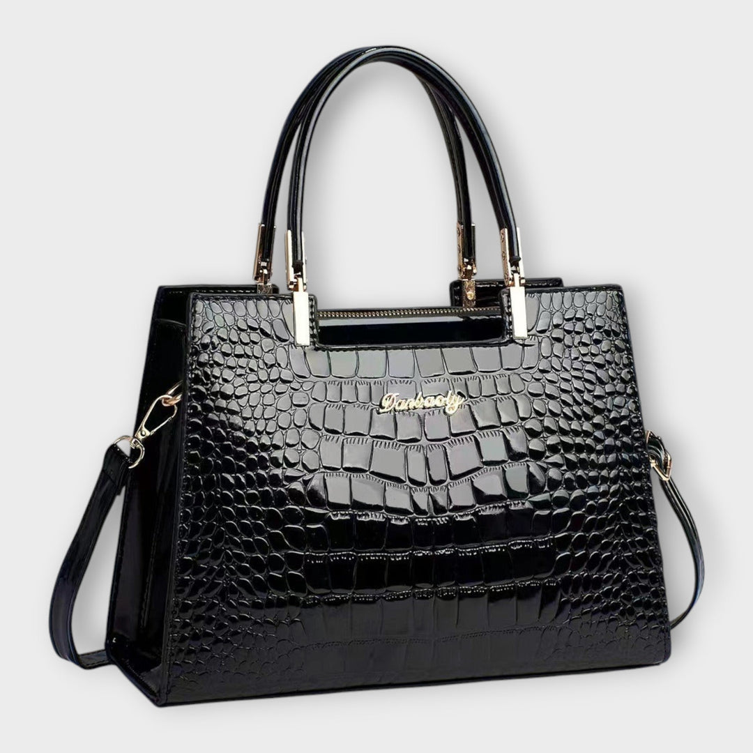Lucia | Glossy Crocodile Pattern Handbag