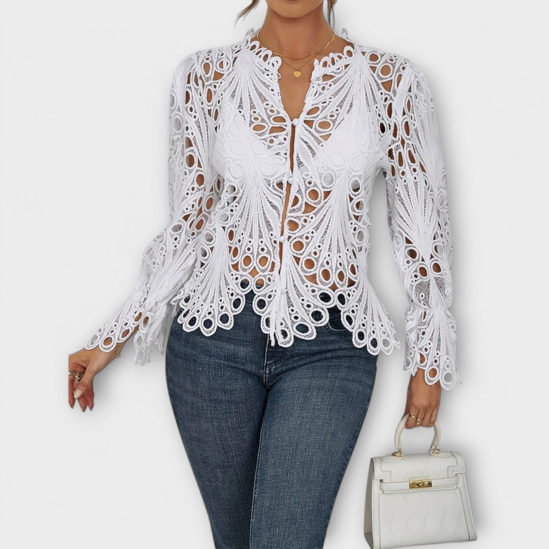 Amelia | Artistic Openwork Knit Top