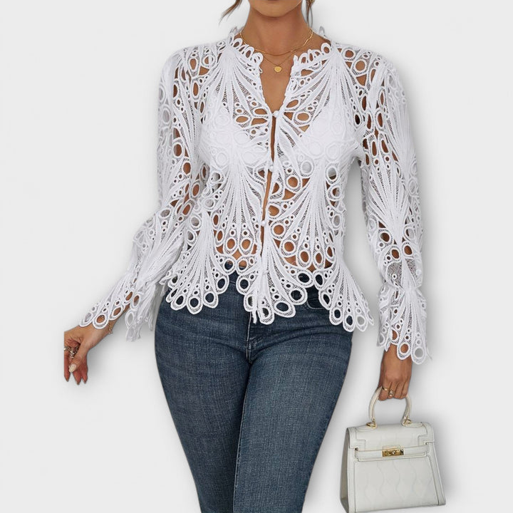 Amelia | Artistic Openwork Knit Top