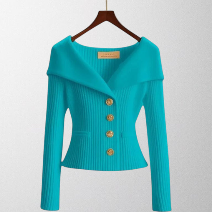 Serena | Elegant Ribbed Cardigan with Golden Buttons