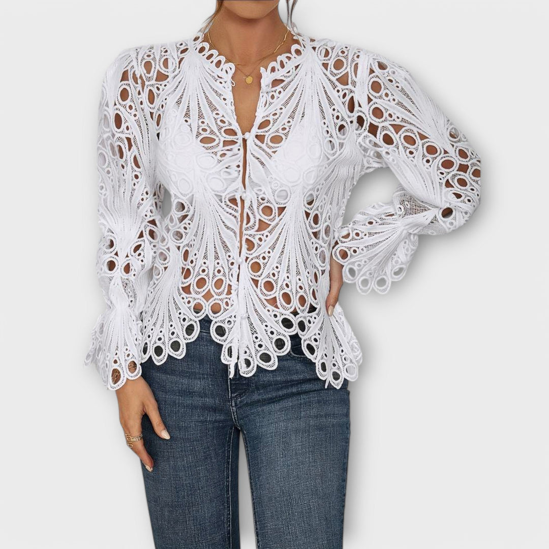 Amelia | Artistic Openwork Knit Top