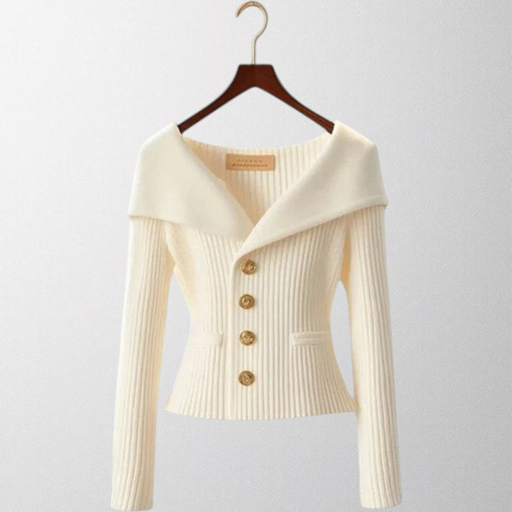 Serena | Elegant Ribbed Cardigan with Golden Buttons