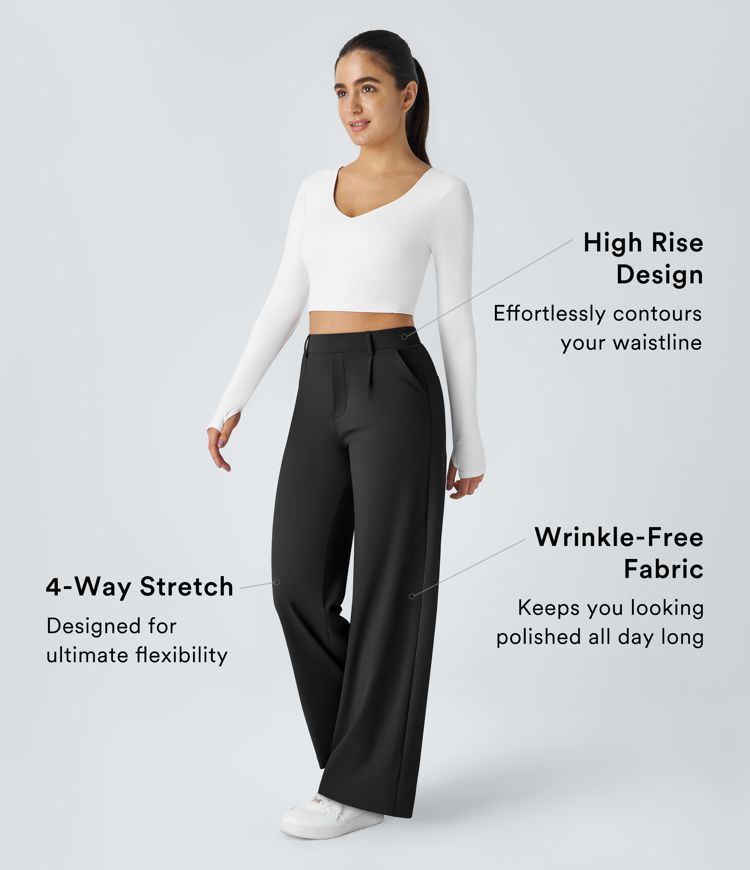 Eva | High-Waisted Straight Leg Trousers