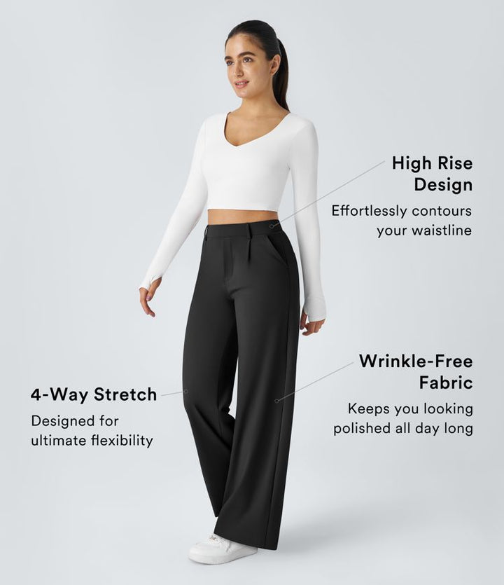 Eva | High-Waisted Straight Leg Trousers