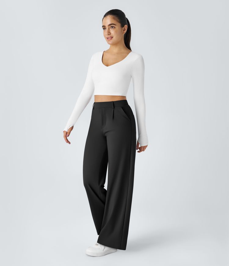 Eva | High-Waisted Straight Leg Trousers