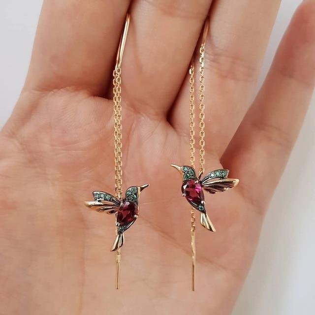 Seraphine | Hummingbird Earrings with Enamel and Zirconia