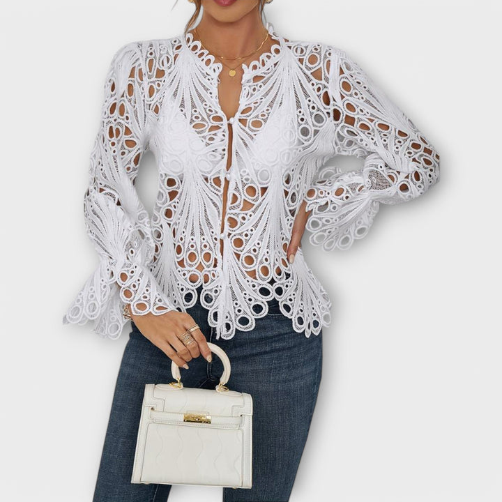 Amelia | Artistic Openwork Knit Top