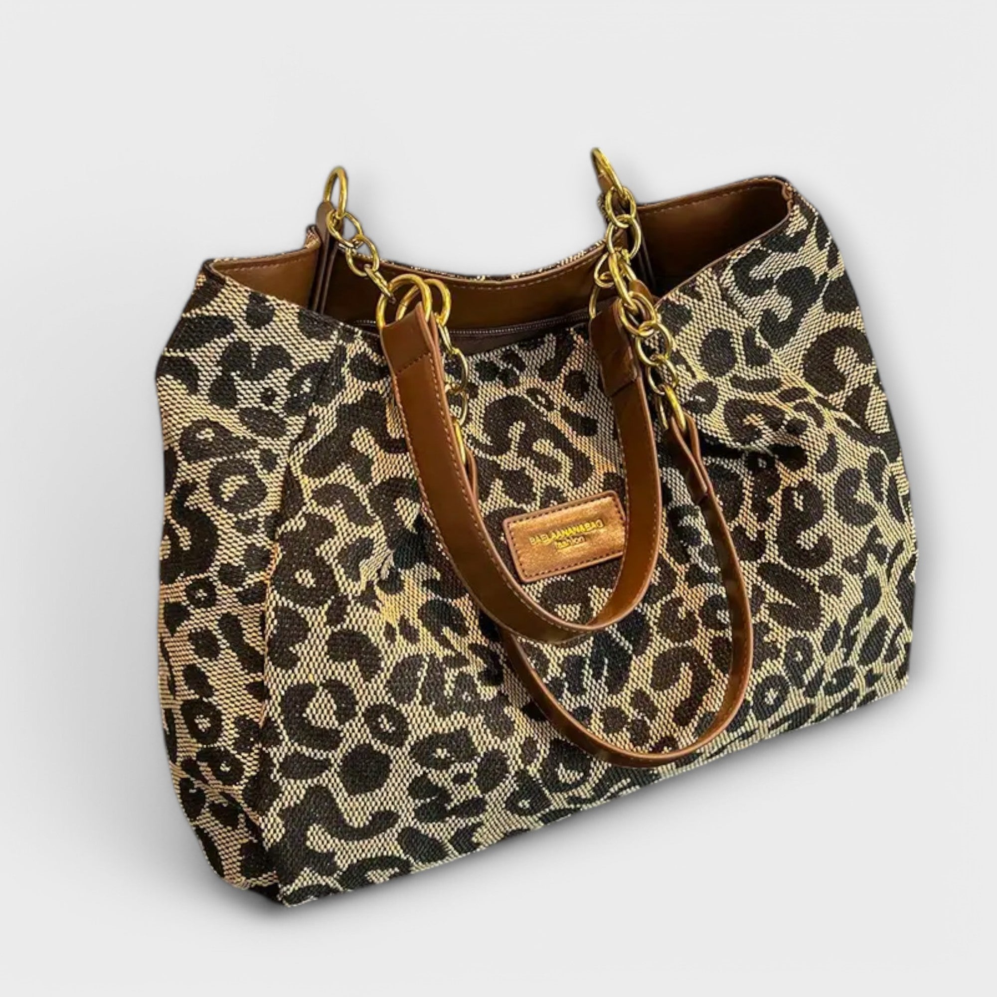Leona | Bolso Tote de Lona con Estampado de Leopardo
