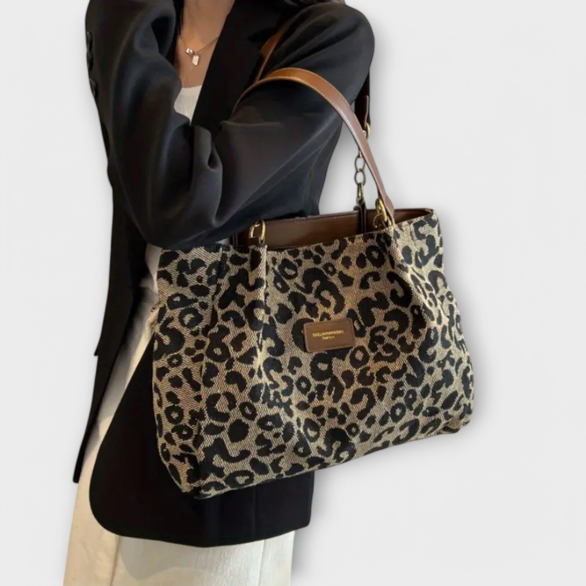 Leona | Bolso Tote de Lona con Estampado de Leopardo
