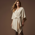 Solenne | Poncho Largo de Sarga de Algodón