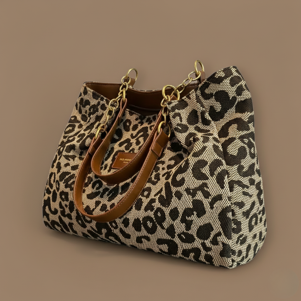 Leona | Bolso Tote de Lona con Estampado de Leopardo