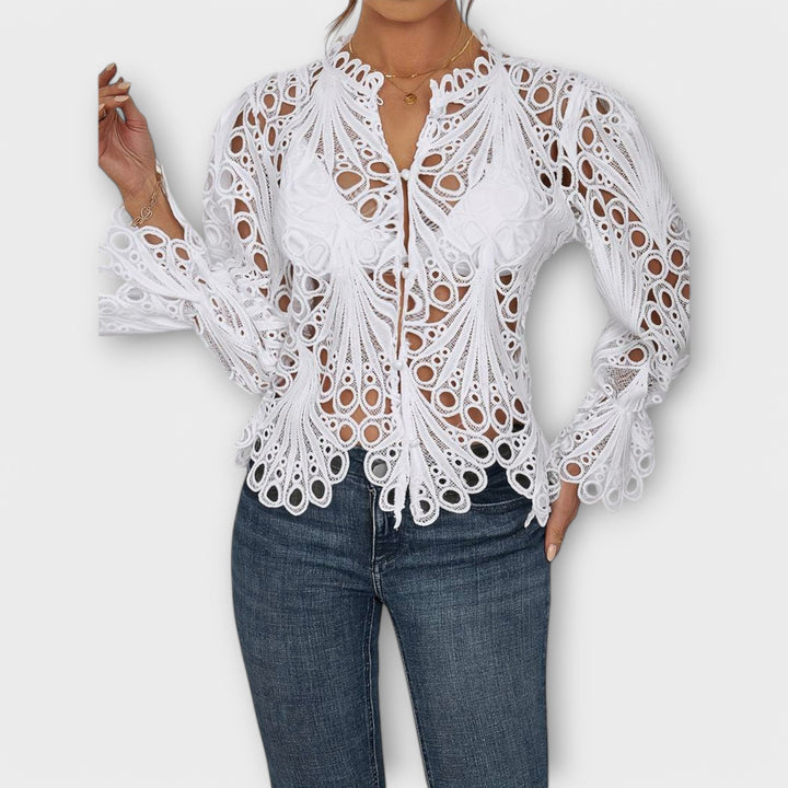 Amelia | Artistic Openwork Knit Top