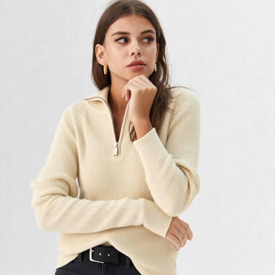 Violet | Suéter Casual con Media Cremallera
