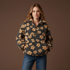 Clara | Chaqueta de Forro Polar con Media Cremallera y Estampado Floral