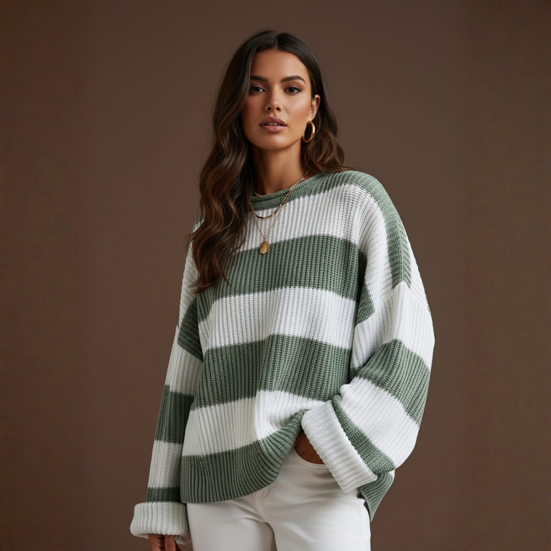 Sophia | Suéter de Cuello Redondo con Rayas