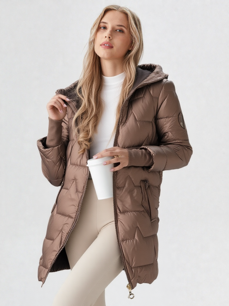 Liora | Chaqueta Acolchada Larga y Cálida con Capucha Plegable
