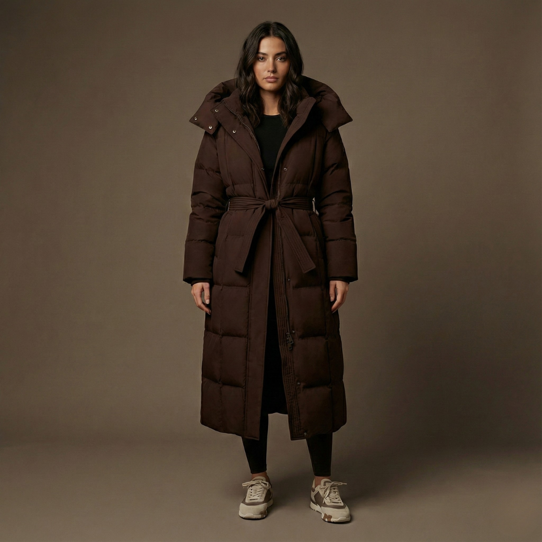 Carmen | Abrigo Acolchado Largo con Cinturón
