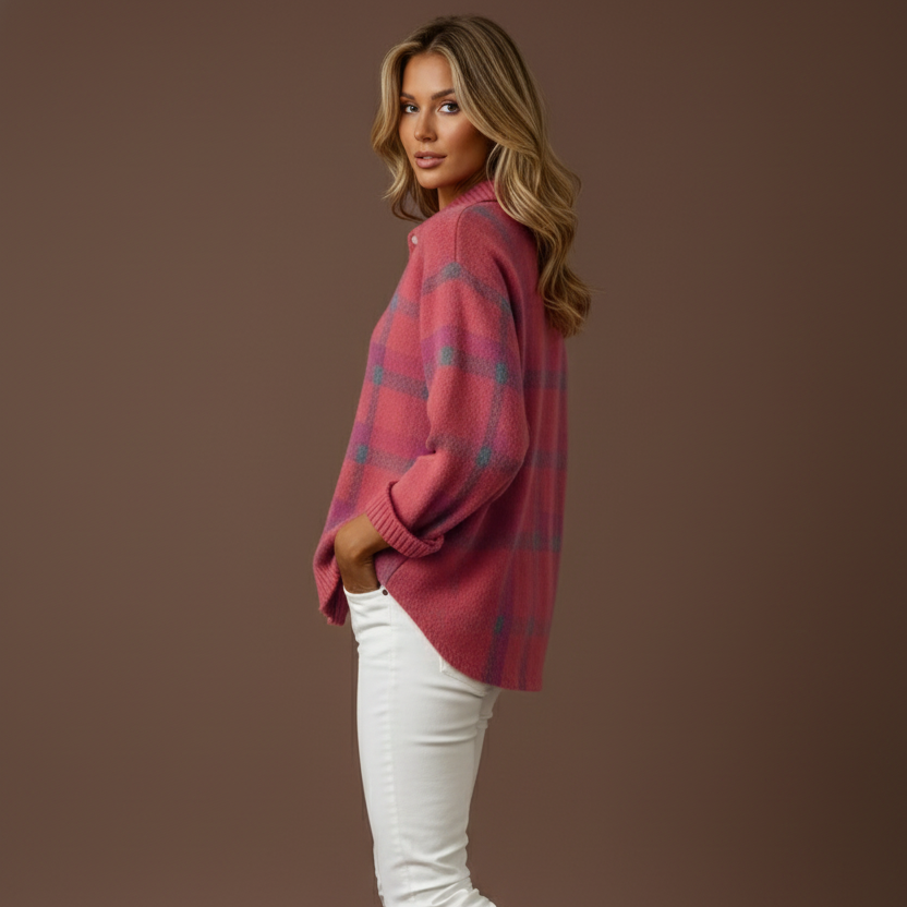 Ana | Cardigan Suave de Cuadros