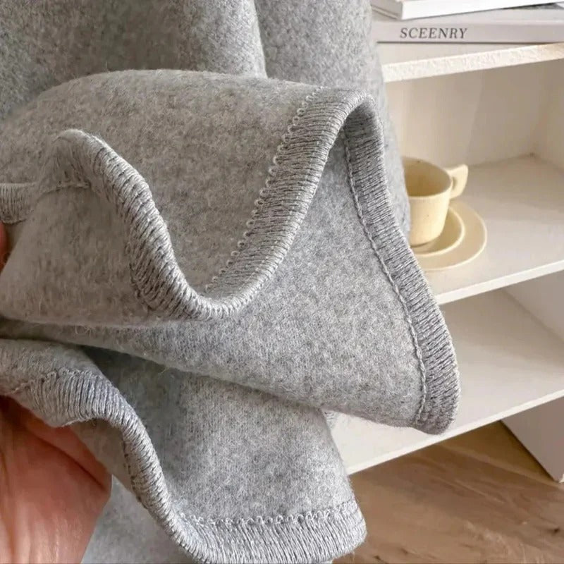 Solenne | Poncho Largo de Sarga de Algodón