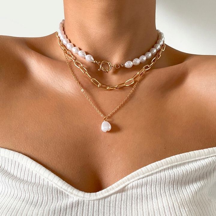 Marcelline | Vintage Pearl Multi-Layer Necklace